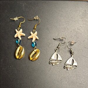 Starfish and Sailboat Earrings Set